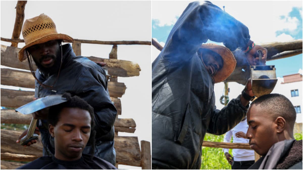 This barber cuts his way to fame with  sharp shovel