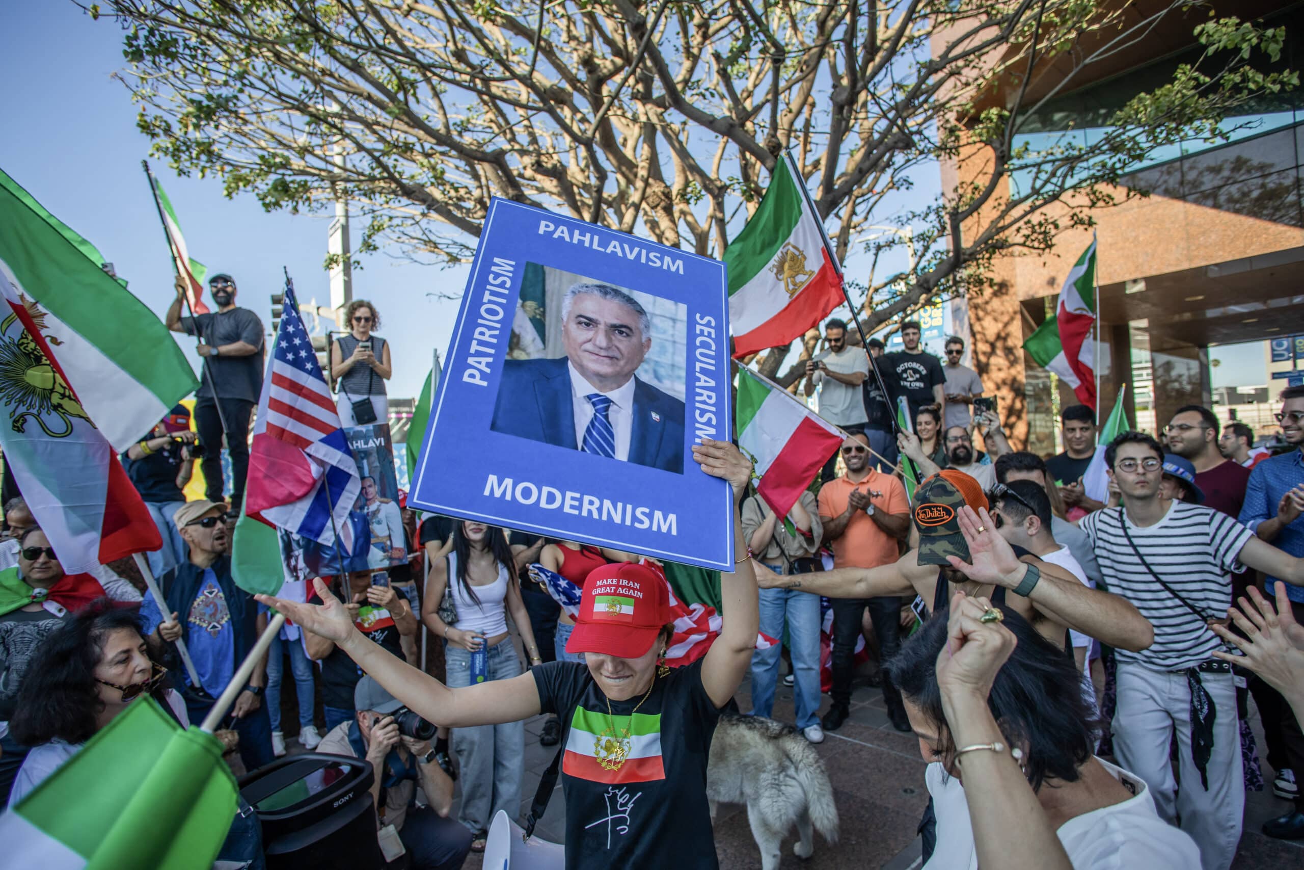 Son of Iran’s late shah says Islamic republic enters ‘dustbin of history’