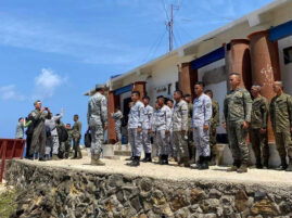 STANDING GUARD A contingent of the Armed Forces of the Philippines stands in formation at one of the outposts of its Northern Luzon Command (Nolcom), which recently installed high-tech Harris radios at the naval detachments on Mavulis island in Batanes and also on Fuga and Calayan islands in Cagayan. —PHOTO FROMAFP-NOLCOM