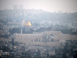 A panoramic view of Jerusalem's Old City is pictured at dawn of April 14, 2024, after Iran launched a drone and missile attack on Israel.
